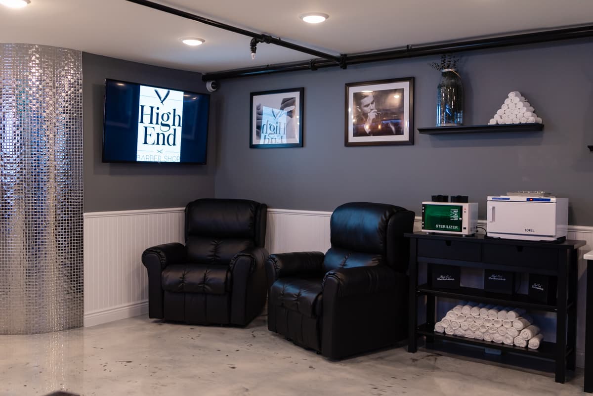 Private event setup at High End Barbershop Morristown